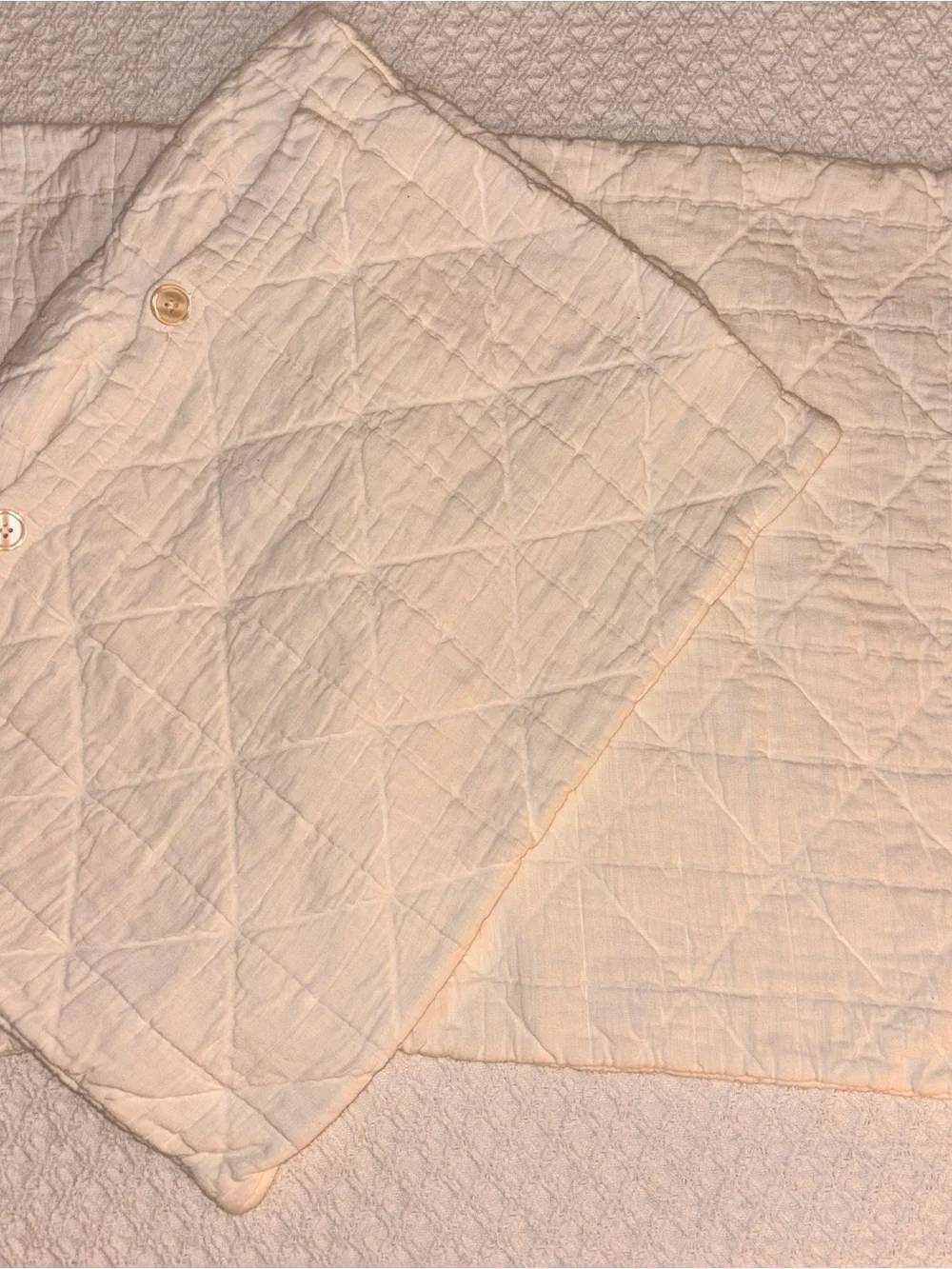 Cream quilted diamond print pillow sham set 100% cotton
